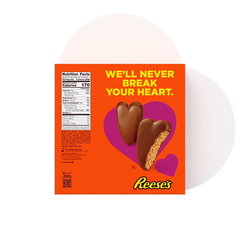 Milk Chocolate Peanut Butter Snack Size Hearts Valentine'S Day Candy, Gift Box 28.8 Oz