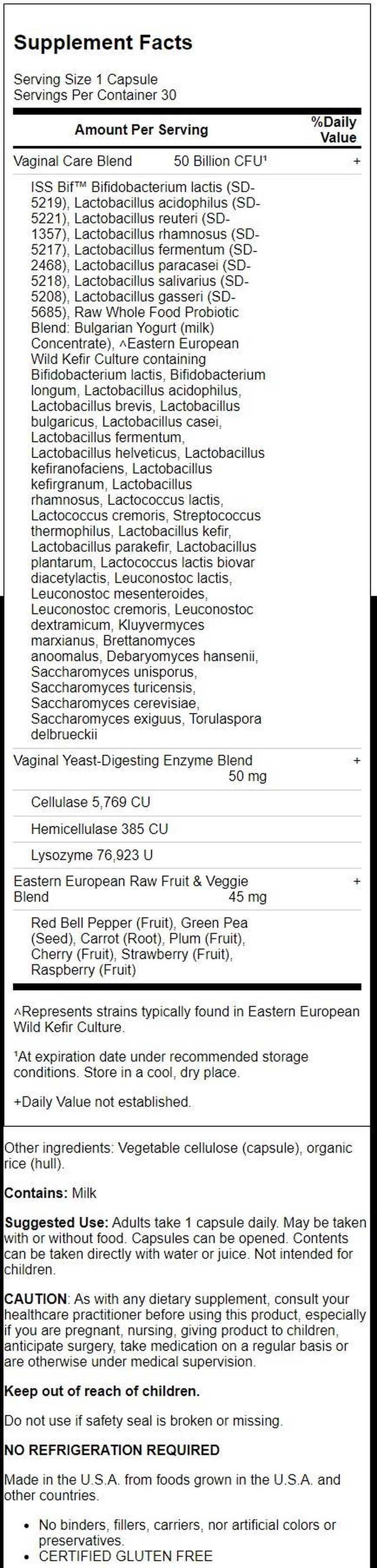 Raw Probiotics Vaginal Care 50 Billion Cfu 30 Veg Caps