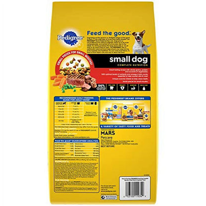 PEDIGREE Small Dog Complete Nutrition Small Breed Adult Dry Dog Food Grilled Steak and Vegetable Flavor Dog Kibble, 3.5 Lb. Bag