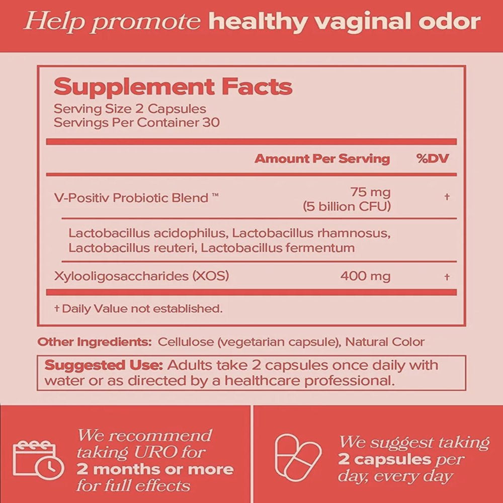 URO Vaginal Probiotics for Women Ph Balance with Prebiotics Lactobacillus Blend - Womens Health Supplement - Promote Healthy Vaginal Odor Vaginal Flora, 60 Count (Pack of 1)