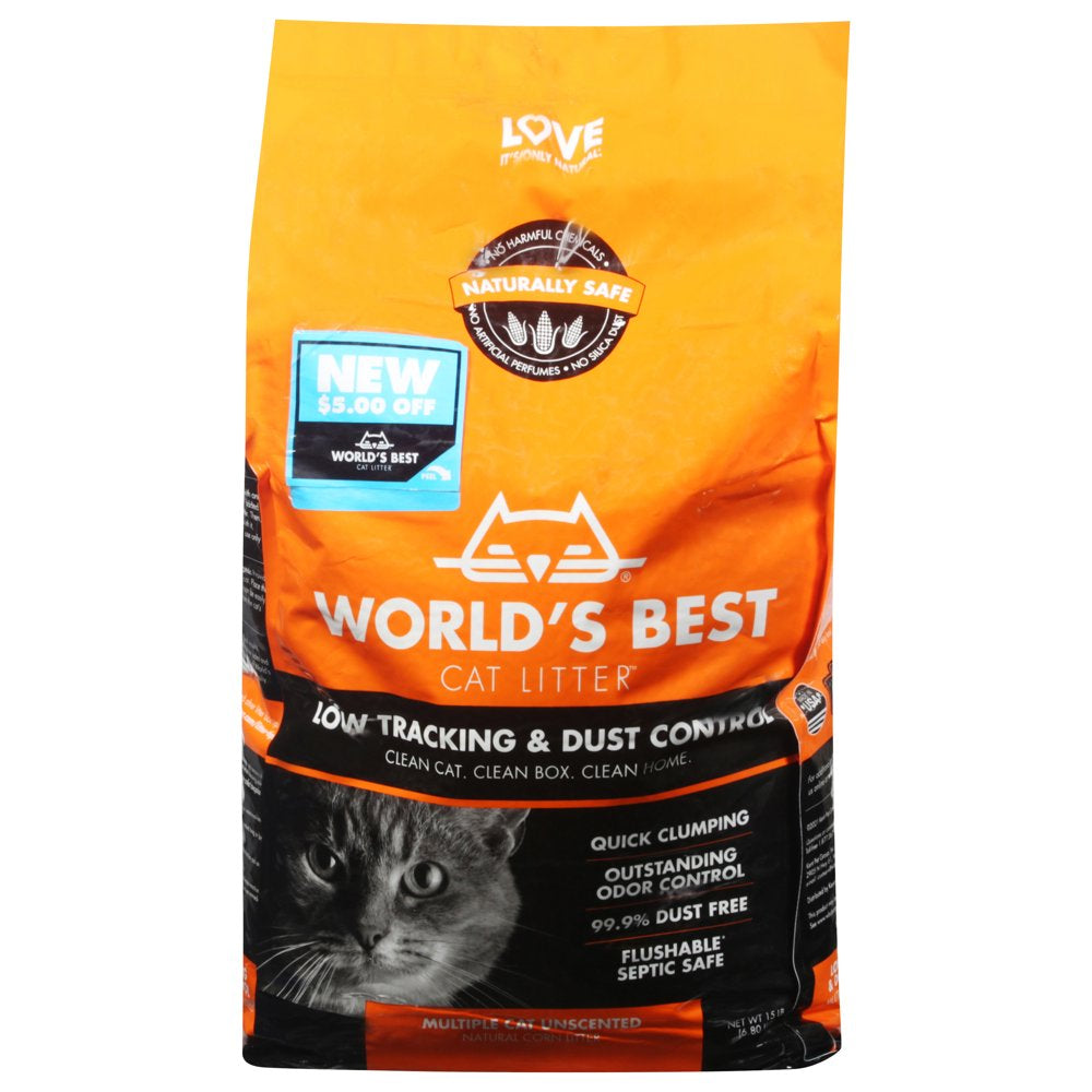 Low Tracking & Dust Control Natural Unscented Cat Litter, 15 Lb.
