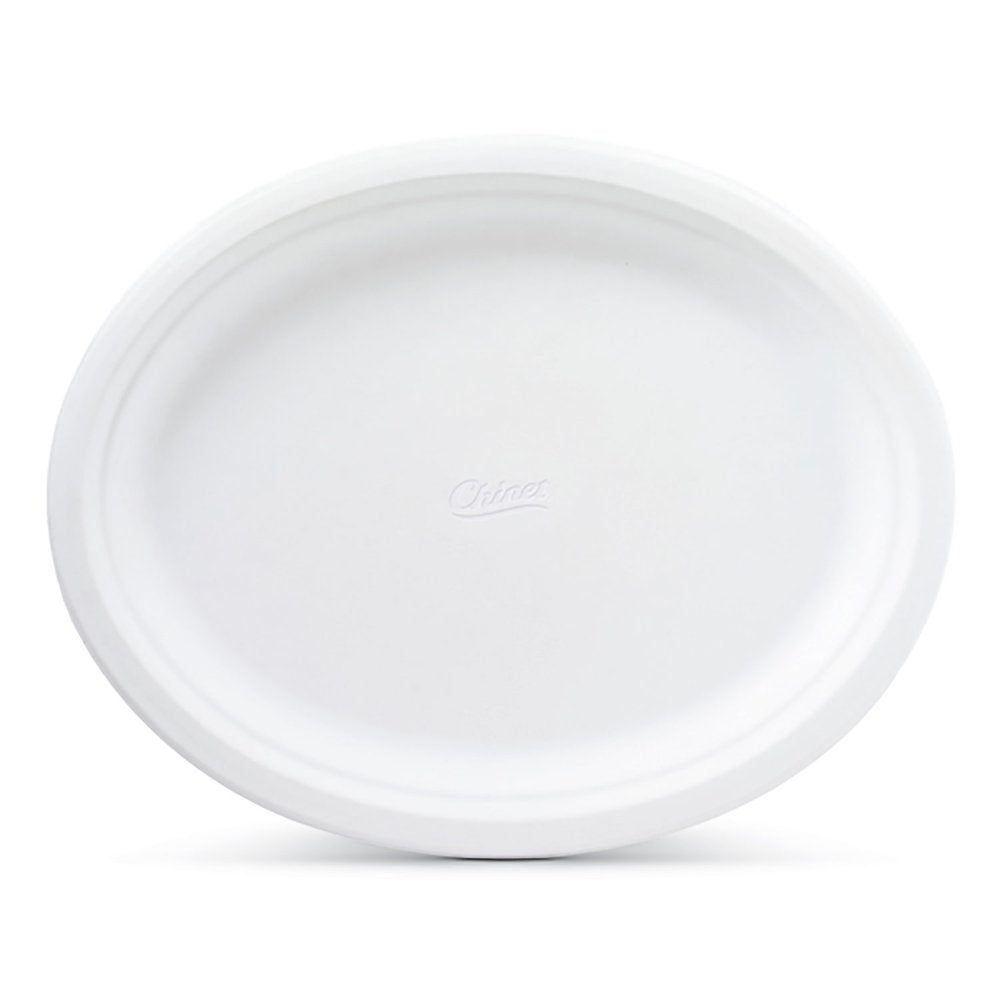 Classic® Premium Disposable Paper Platters, White, 12 ⅝ X 10", 30 Count