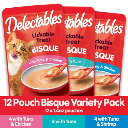 Bisque Lickable Wet Cat Treats Variety Pack, 1.4 Oz. (12 Count)