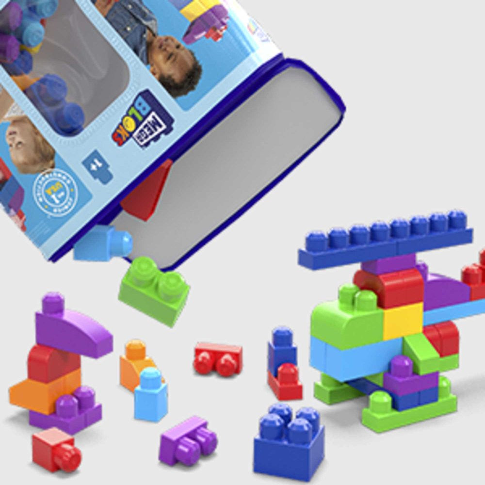 BLOKS 80-Piece Big Building Bag Blocks for Toddlers 1-3, Blue