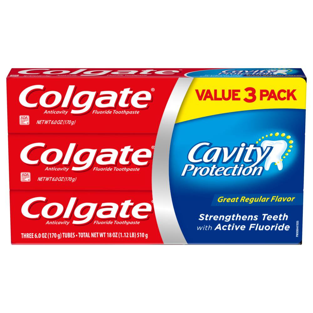 Cavity Protection Toothpaste with Fluoride, Great Regular Flavor, 6 Oz, 3 Ct (2 Pack)