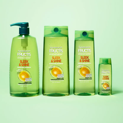 Shampoo & Conditioner 2 Pack, Frizzy, Dry, Unmanageable Hair, Fructis Sleek & Shine, 1 Kit