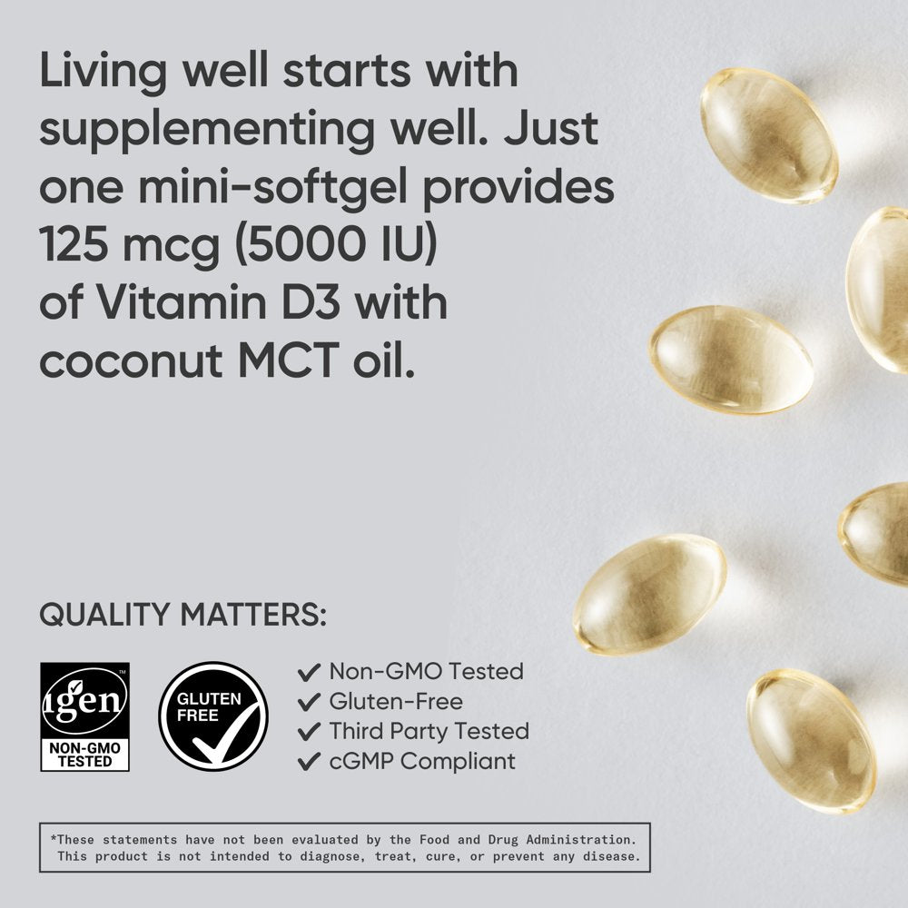 Vitamin D3 5000Iu/125Mcg W/ Coconut Oil, 30 Count