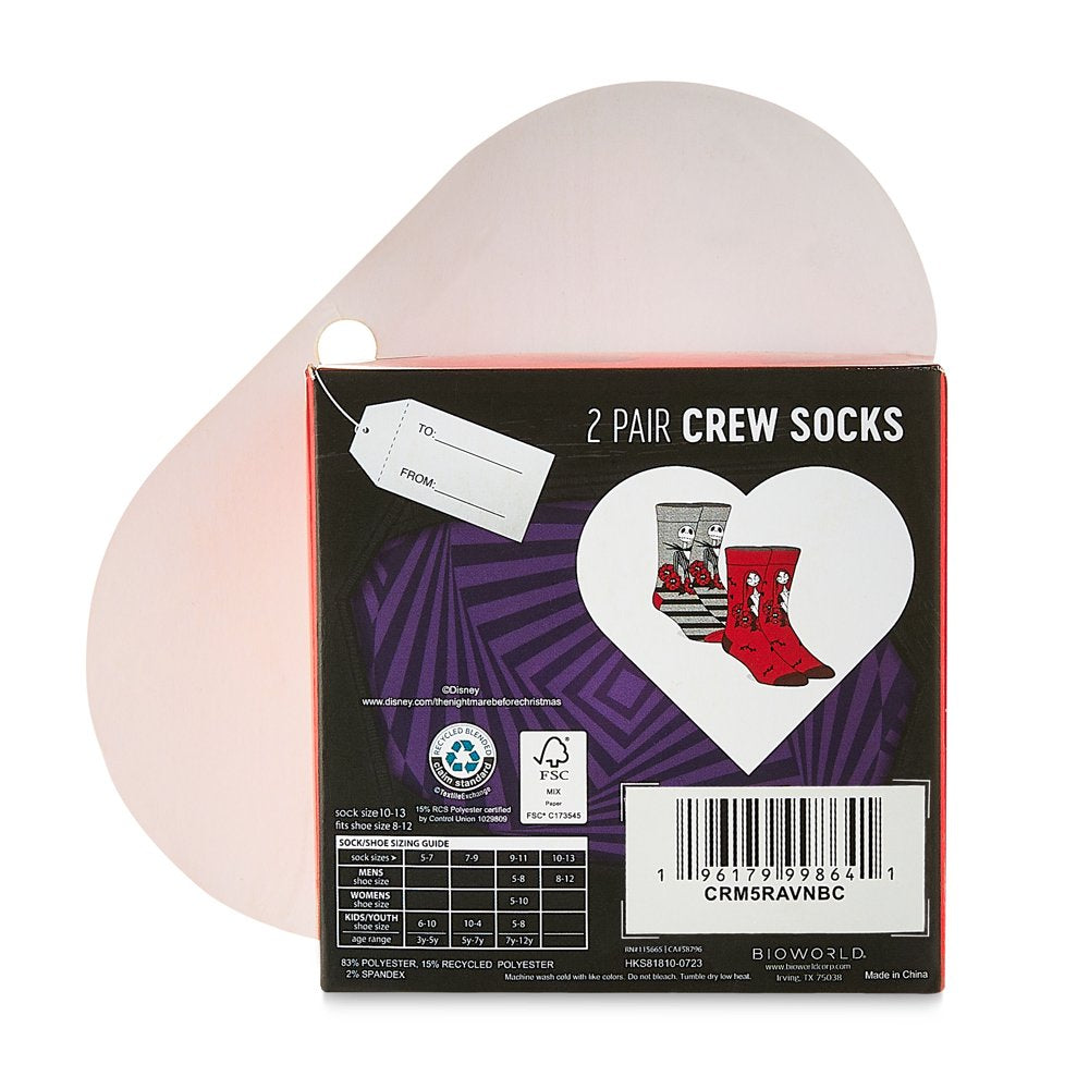 Nightmare before Christmas Valentine'S Adult 2 Pack Gift Box Socks