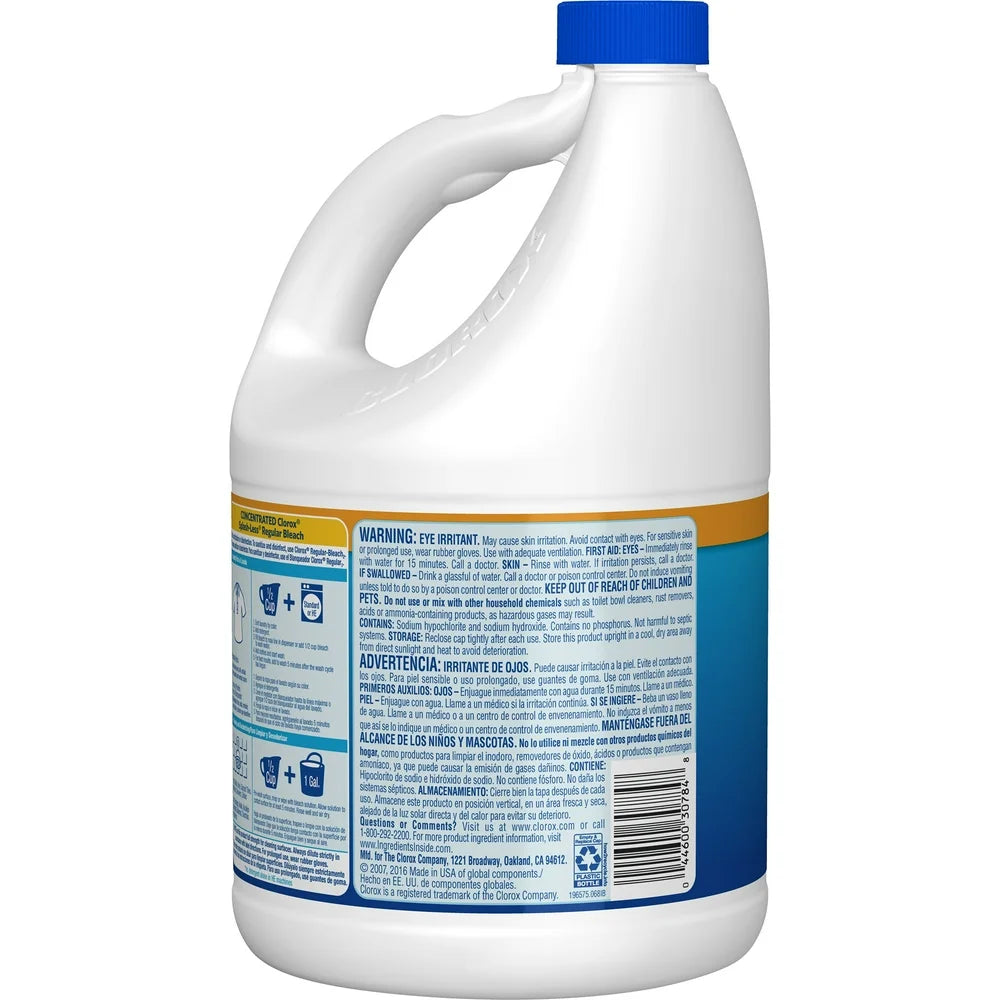 Splash-Less Liquid Bleach, Regular, 116 Oz Bottle